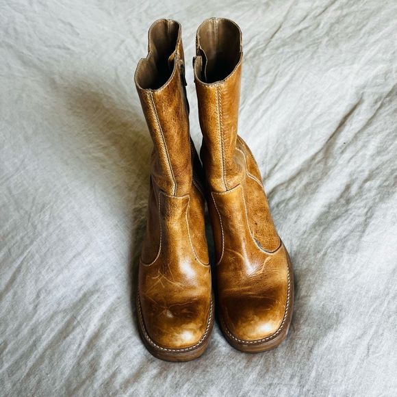 Steve Madden Kinko heeled square toe lugg sole boots side zip Vintage 90s EUC RA - Picture 4 of 9